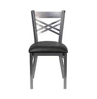 Emma+Oliver 2 Pack Clear Coated "X" Back Metal Restaurant Chair