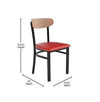 Emma+Oliver Yara Industrial Dining Chair with Rolled Steel Frame and Solid Wood Seat