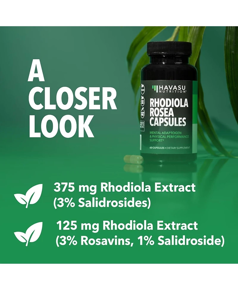 Havasu Nutrition Rhodiola Rosea Capsules, 60ct