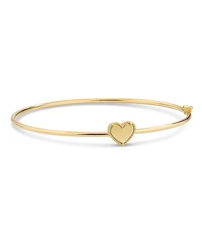 Devata Sweet Heart Bangle Bracelet in 14K Gold, Fits Small to Medium Wrist