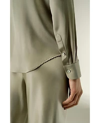 Lilysilk Women's Timeless Silk Charmeuse Button-Up Shirt