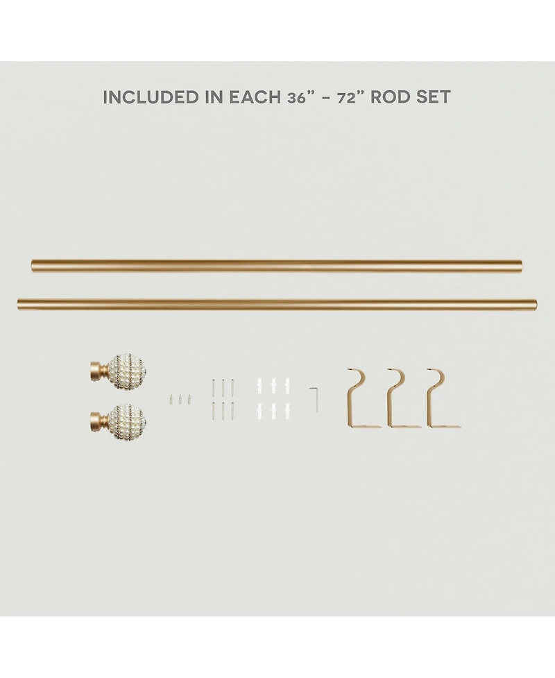 Exclusive Home Diana Single Curtain Rod and Finial Set, Gold