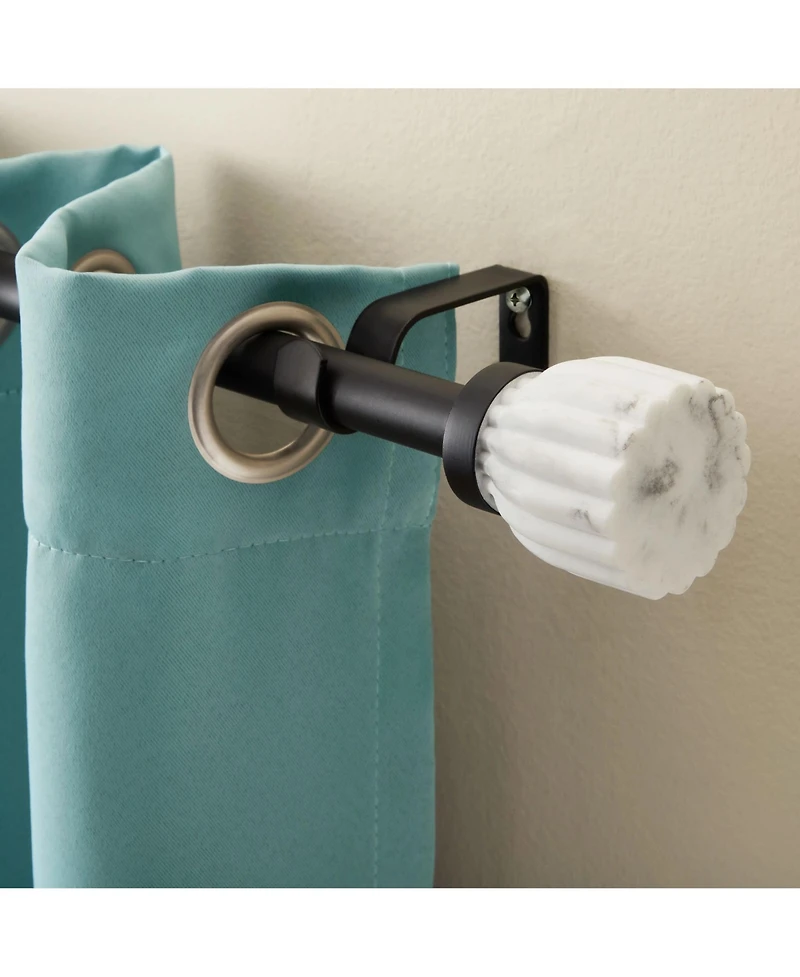 Town & Country Luxe Marbled Flute Single Curtain Rod and Finial, Matte Gold, Adjustable Length