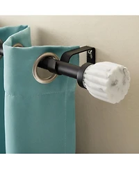 Town & Country Luxe Marbled Flute Single Curtain Rod and Finial, Matte Gold, Adjustable Length