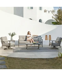 Mondawe 5-piece All-weather Aluminum Patio Sectional Sofa Set with 2 Swivel Chairs