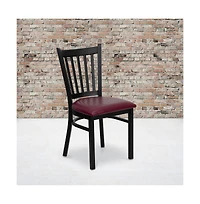 Emma+Oliver 2 Pack Vertical Back Metal Restaurant Chair