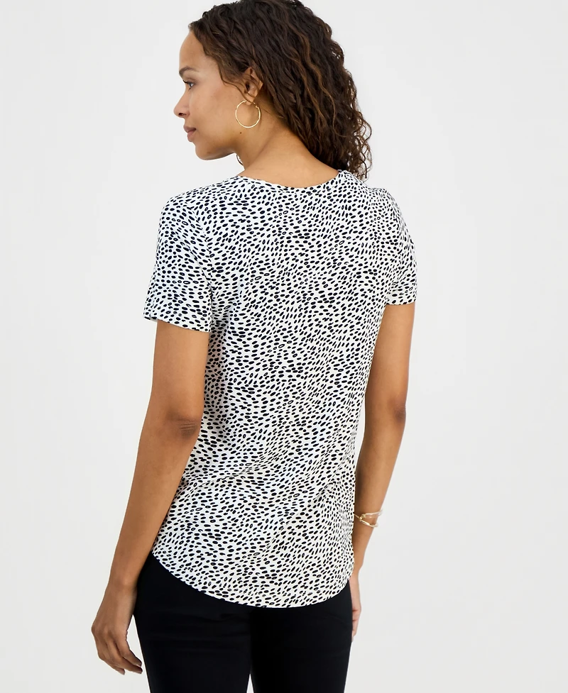 Jm Collection Petite Simple Marks Printed Short-Sleeve Top, Macy's Exclusive