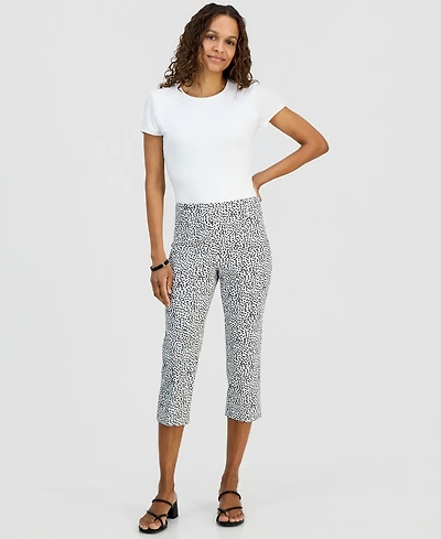 Jm Collection Petite Simple Marks Printed Rivet Capri Pants, Macy's Exclusive