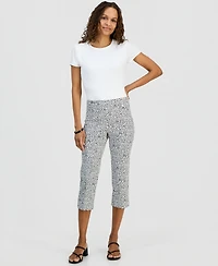 Jm Collection Petite Simple Marks Printed Rivet Capri Pants, Macy's Exclusive