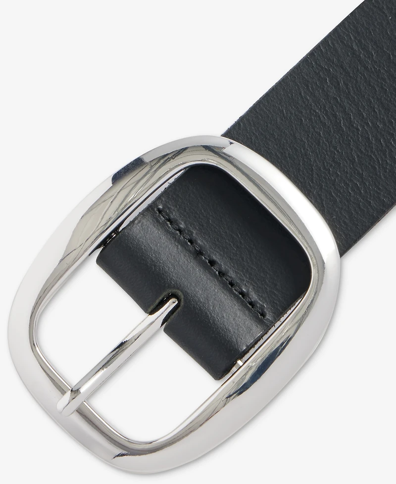 I.n.c International Concepts Centerbar Oval Buckle Leather Belt, Macy's Exclusive