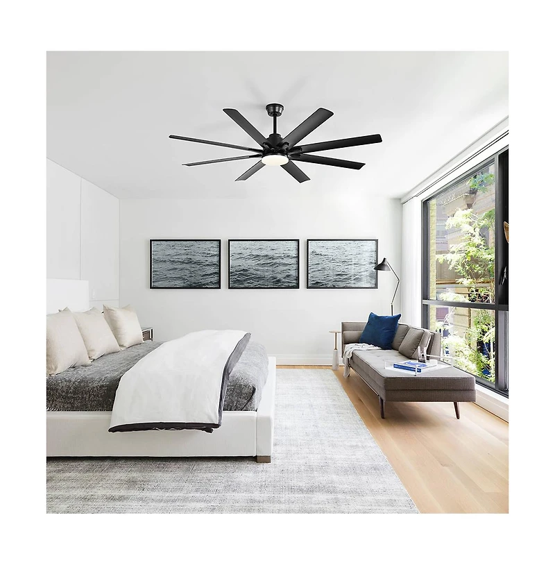 Sofucor 52-inch Modern Exquisite Black 8-Blade Ceiling Fans with Adjustable Led Lights and Intelligent Remote Control