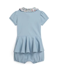 Polo Ralph Lauren Baby Girls' Contrast-Collar Mesh Bubble Shortall