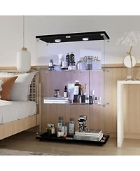 Streamdale Furniture Tempered Glass Display Cabinet w/ Light & Adjustable Feet