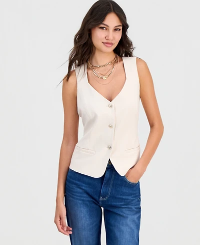 Guess Women's Structured Crepe V-Neck Vest