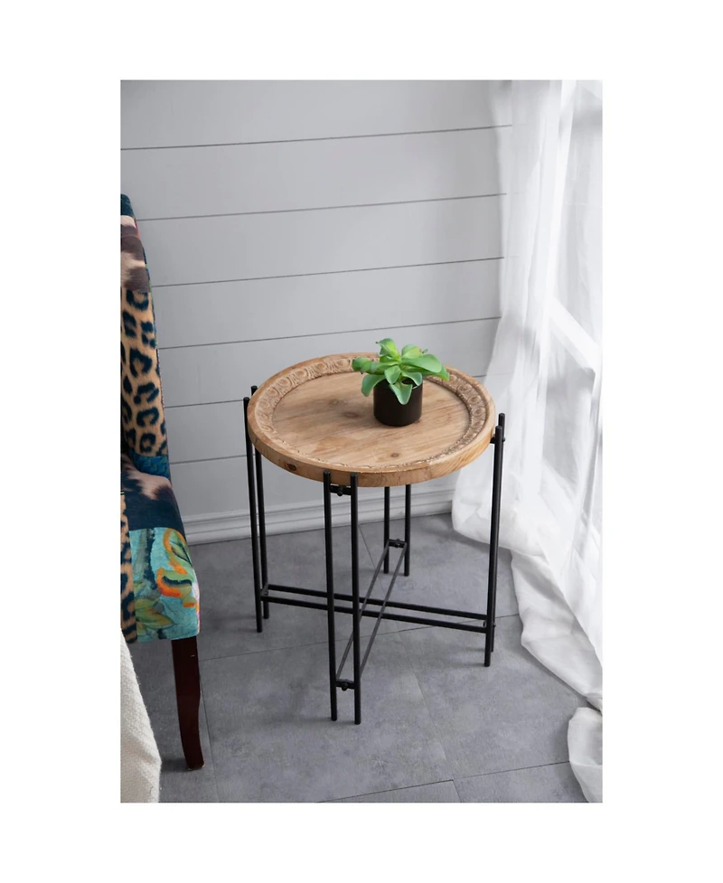 Streamdale Furniture 21.5" x 24" Round Side Table With Wood Top, End Table for Living Room Bedroom