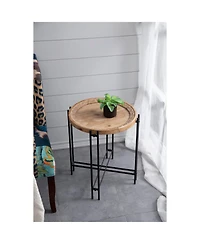Streamdale Furniture 21.5" x 24" Round Side Table With Wood Top, End Table for Living Room Bedroom
