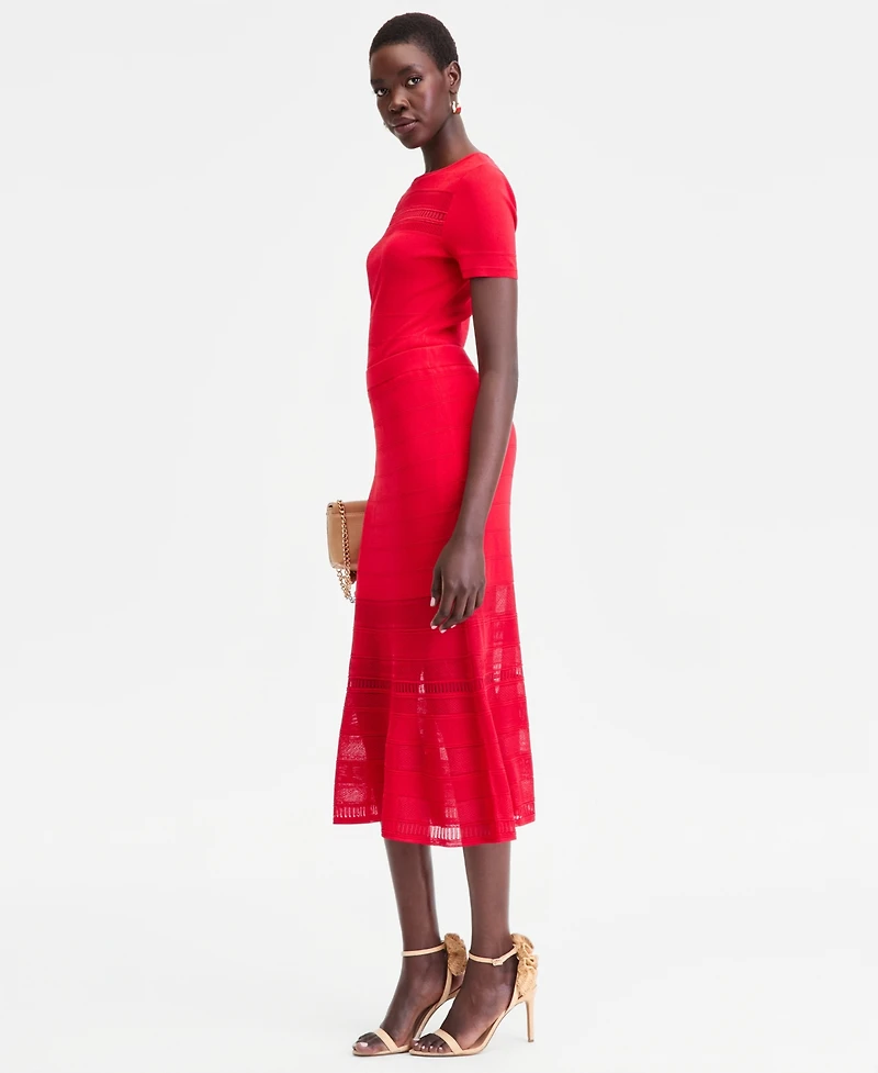 I.n.c. International Concepts Women's Pointelle Stripe Sweater Skirt