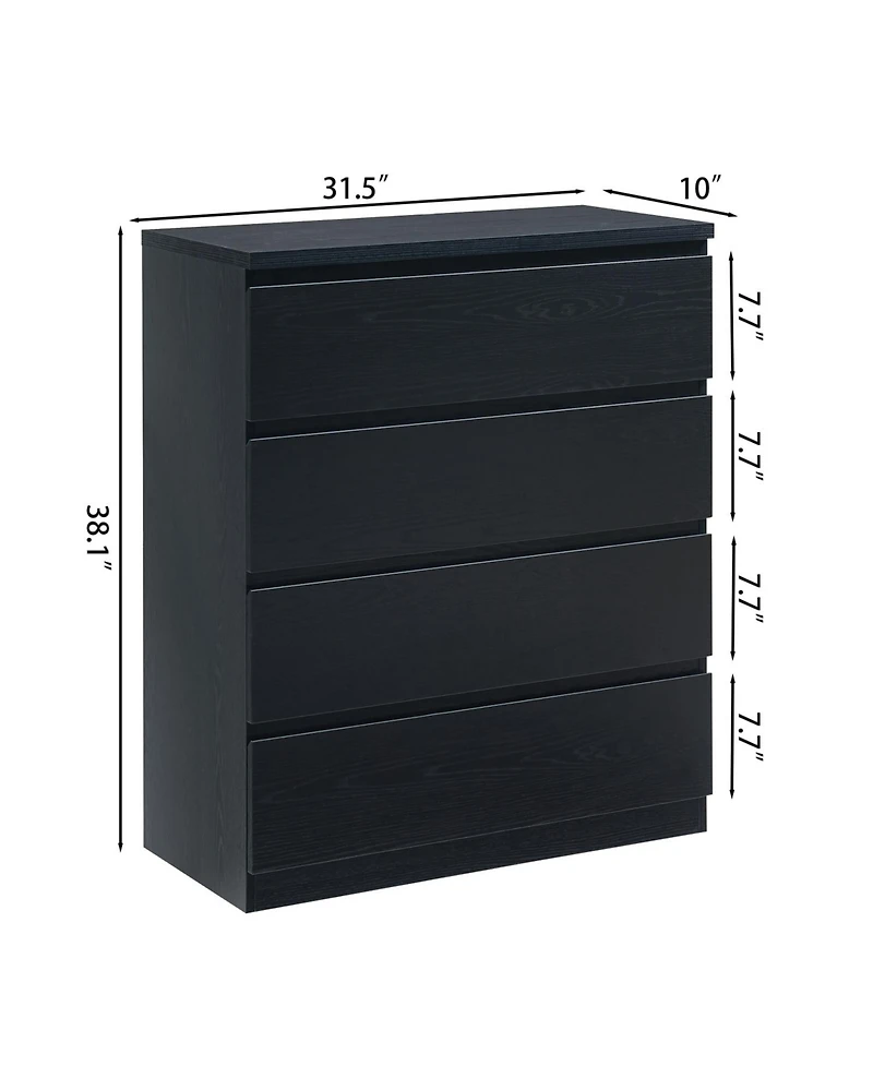 Streamdale Furniture Black 4-Drawer Modern Dresser