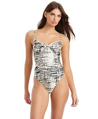 Red Carter Women's Sweetheart Neck One-Piece Swimsuit