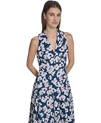 Calvin Klein Women's Printed V-Neck Midi Dress