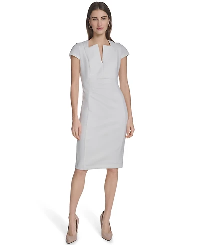 Calvin Klein Women's Side Ruched V-Neck Midi Dress