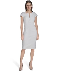 Calvin Klein Women's Side Ruched V-Neck Midi Dress