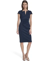 Calvin Klein Women's Side Ruched V-Neck Midi Dress