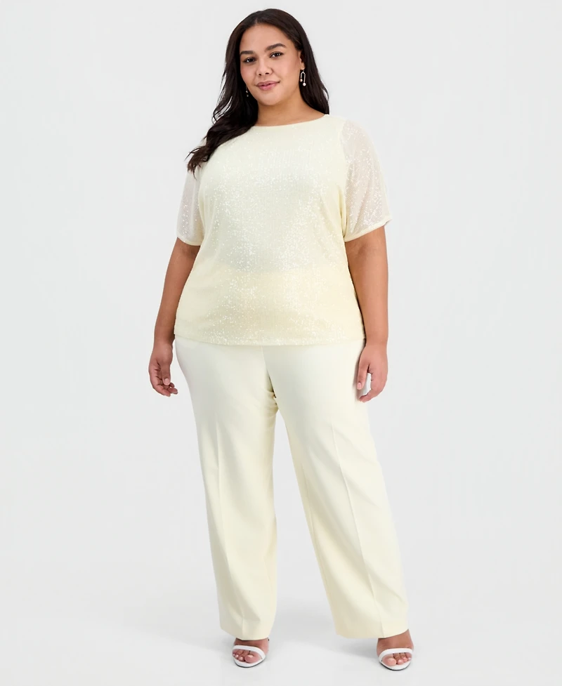 Anne Klein Plus Sequined Dolman-Sleeve Top