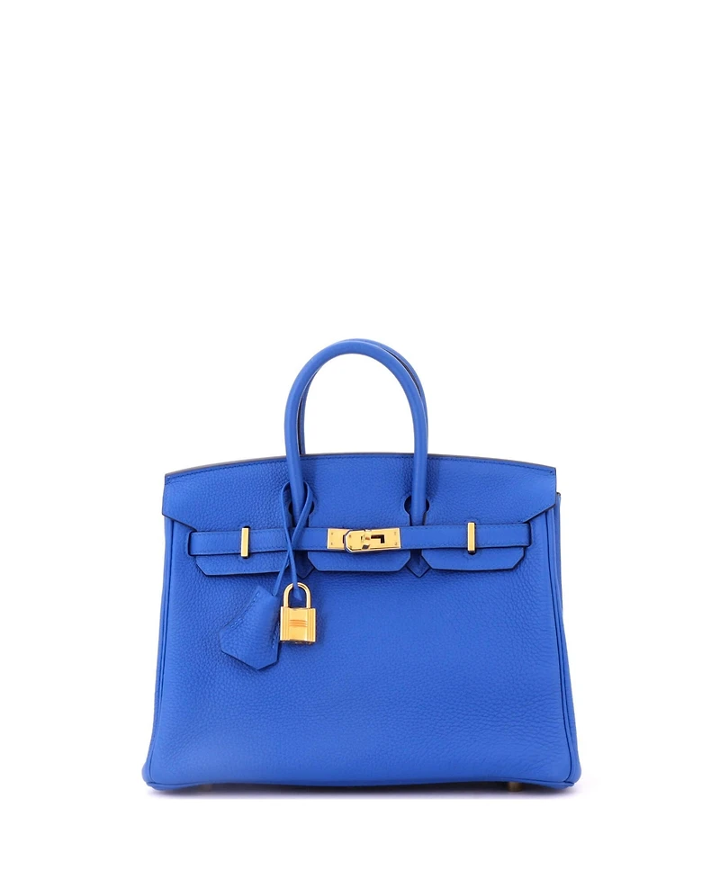 Pre-Owned Hermes Birkin 25 Handbag Blue Togo with Gold Hardware