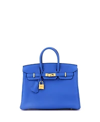 Pre-Owned Hermes Birkin 25 Handbag Blue Togo with Gold Hardware