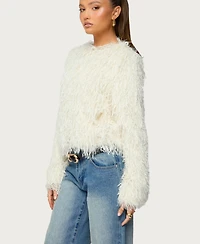 Edikted Women's Aleandra Fringed Faux Feather Jacket
