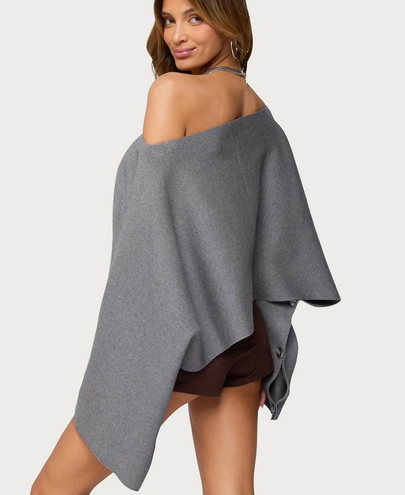 Edikted Women's Sharla Off Shoulder Poncho Sweater