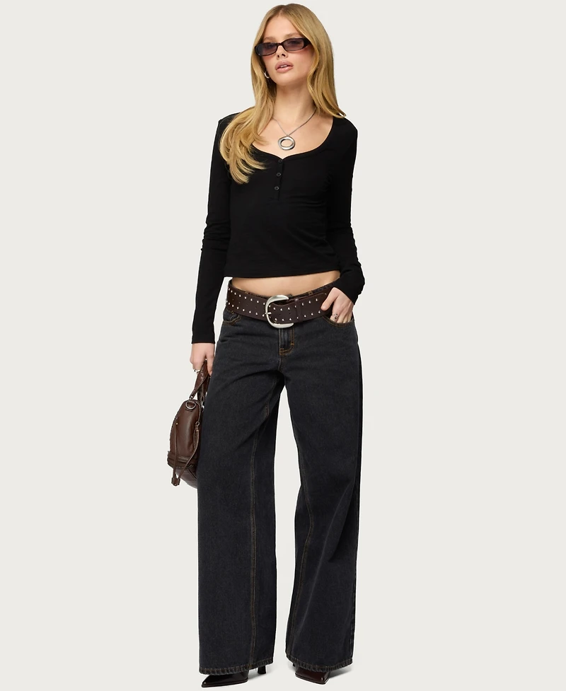 Edikted Womens Leah Henley Top