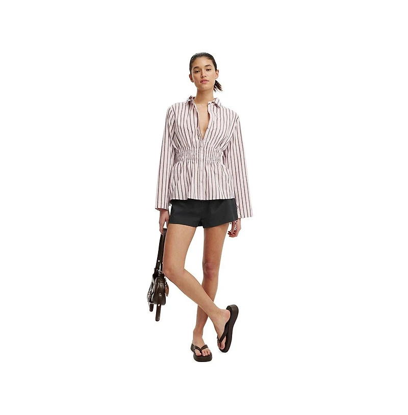 Cotton On Women's Gathered Long Sleeve Shirt