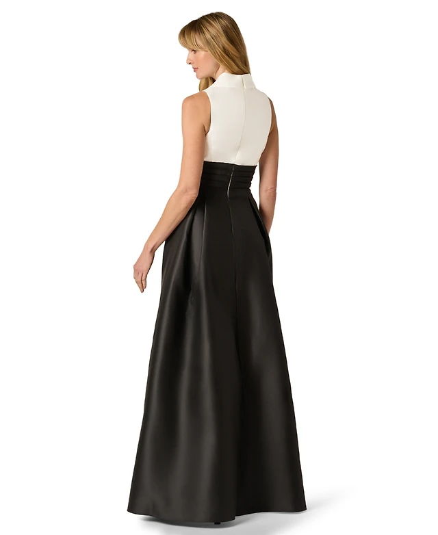 adrianna papell mock neck beaded column dress Beaded Column Dresses: Hand-Beaded Evening Gowns