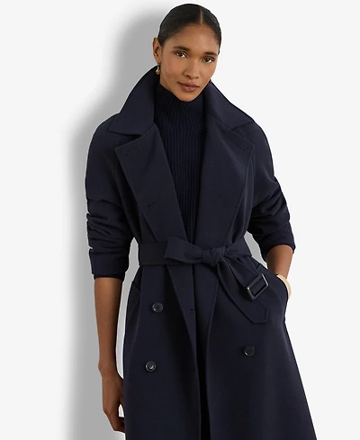 Lauren Ralph Women's Double Breasted Belted Crepe Trench Coat