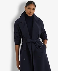 Lauren Ralph Women's Double Breasted Belted Crepe Trench Coat