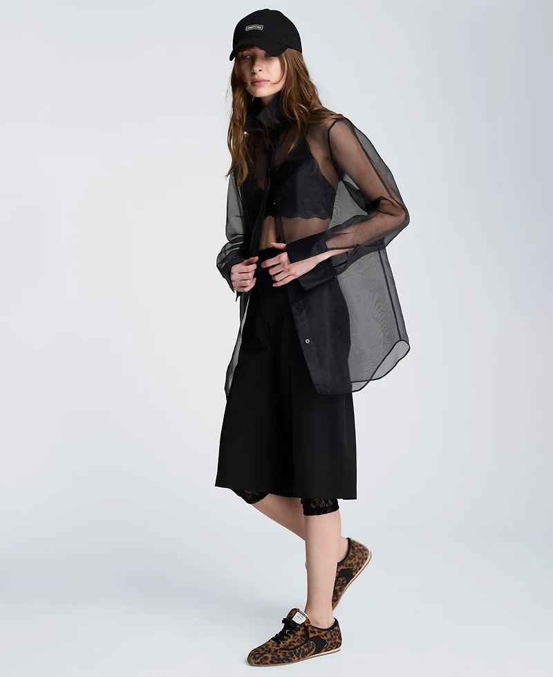 Kenneth Cole Women's Oversized Collared Tunic Shirt