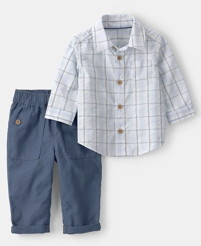 Carter's Baby Boys' Plaid Collared Shirt and Pants, 2-Piece Set