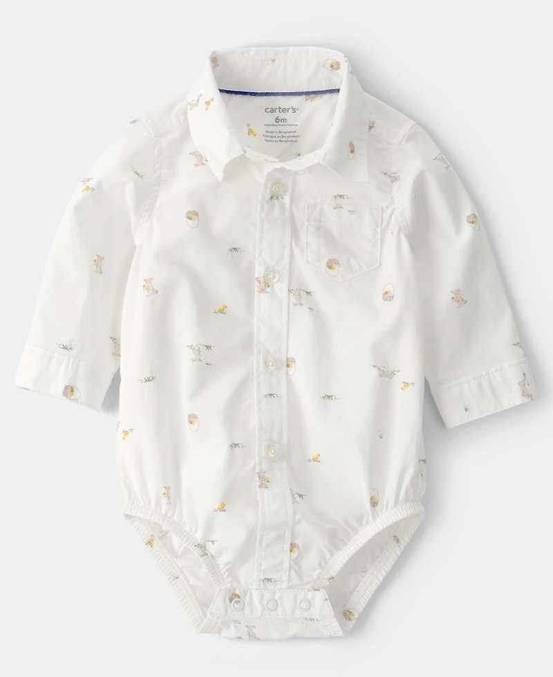 Carter's Baby Boys' Easter Bunny Long-Sleeve Bodysuit and Suspender Pants, 2-Piece Set