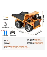 Slickblue Remote Control Construction Dump Truck Toy 1:18 Scale