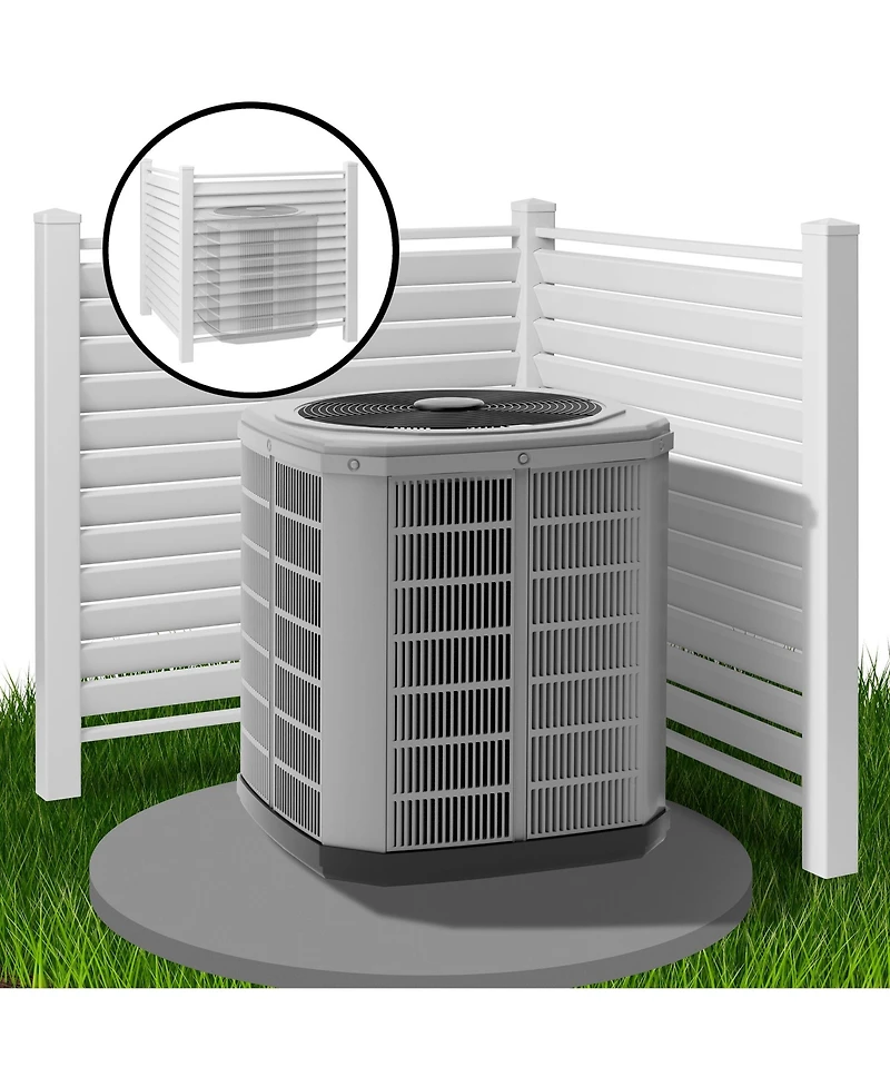 Casafield 48" x 48" Louvered Privacy Screen - Outdoor Vinyl Fence Panel Enclosure for Ac / Trash Bins / Pool Equipment - White