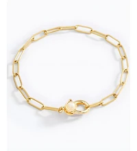 Mint & Lily Paperclip Bracelet with Pearl Accent