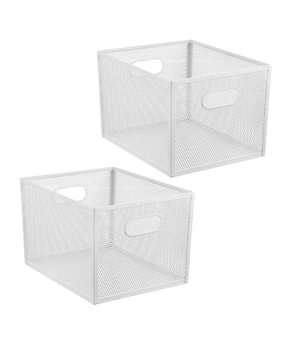 mDesign Perforated Metal Storage Bin with Handles for Pantry - Set of 2