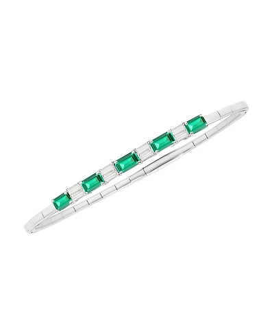 Macy's Lab Grown Emerald (1-1/3 ct. t.w.) And White Sapphire (1/3 Bracelet Sterling Silver (Also Available Ruby)