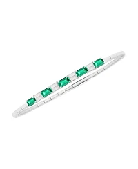 Macy's Lab Grown Emerald (1-1/3 ct. t.w.) And White Sapphire (1/3 Bracelet Sterling Silver (Also Available Ruby)