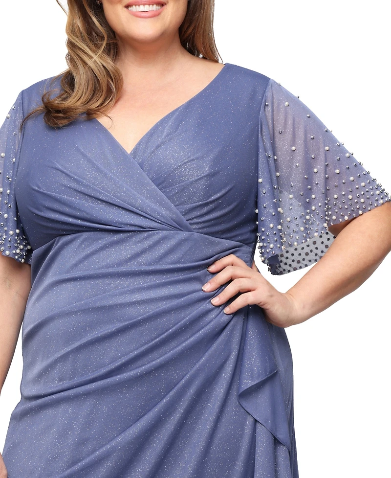 Alex Evenings Plus Long Empire Waist V-Neck Gown