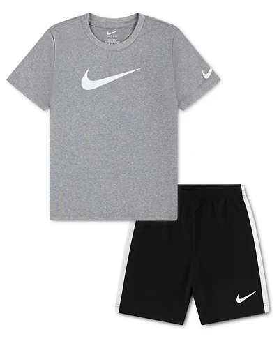 Nike Little Boys Dri-fit Swoosh T-Shirt & Shorts, 2 Piece Set