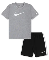 Nike Little Boys Dri-fit Swoosh T-Shirt & Shorts, 2 Piece Set