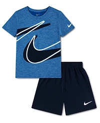 Nike Little Boys Dri-fit Swoosh T-shirt and Shorts Set, 2 Piece